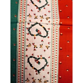 Unbranded VTG Christmas Red & Green Stripe w/Heart Twig Wreath NOEL Hearts Holly BTFQ