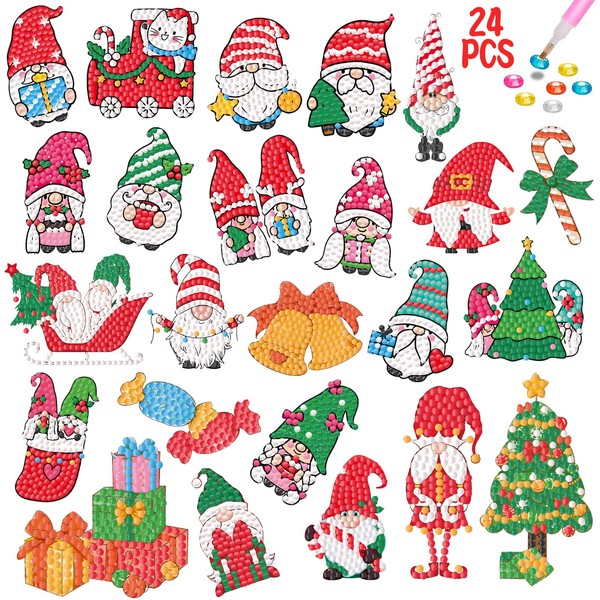 Pack of 24 Christmas Diamond Painting Children, Santa Claus Diamond