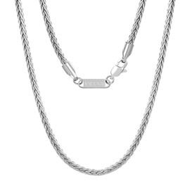 VEXXS Foxtail Chain, 18K Real Gold Plated Men's Chain, Durable No Color Fading Gold Chain 3mm Men’s Necklace Chain Urban Fashion Street Wear (3mm-White Gold, 24.00)