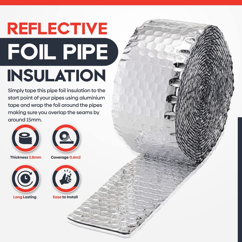 Pipe Lagging Foil Insulation Wrap 7.5m x 80mm - Thermal