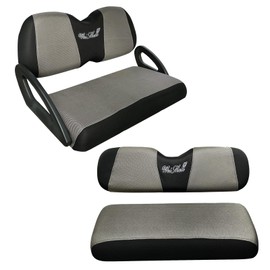 WEIMELL Golf Cart Seat Covers Front and Rear Set Fit for Club Car Precedent Club Car Tempo Yamaha G29 Front Seat Cushion and Aftermarket Universal Back Seat Cushion Covers Black&Grey