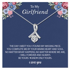 Valentines Day Gifts for Girlfriend Silver Necklace for Girlfriend Dainty Cubic Zirconia Necklace Gifts for Girlfriends from Boyfriend (Girlfriend Zircon)