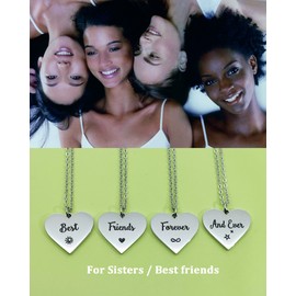 HOFOYA Sisters Necklaces for 4 Best Friends Forever and Ever Neckalce Set 4 BFF Necklace 4 Piece Charms & Pendants Clover of 4 friendship Jewelry Gifts For Women Teens.