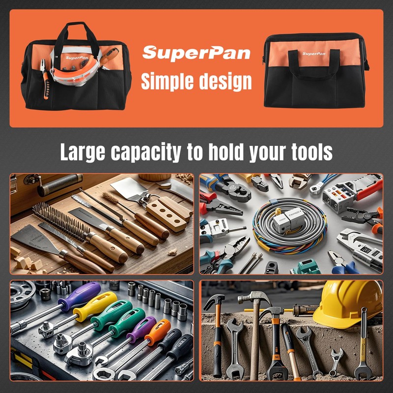 15-Inch Heavy Duty Tool Bag, Portable Empty Tool Box Organizer