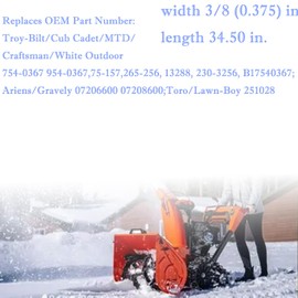 754-0367 Snowblower Drive Belt 3/8x34.5 inches fits for Troy-Bilt Cub Cadet MTD Craftsman White Outdoor 754-0367 954-0369 Ariens Gravely 07206600 07208600 Toro Lawn-Boy 251028(2-Pack)