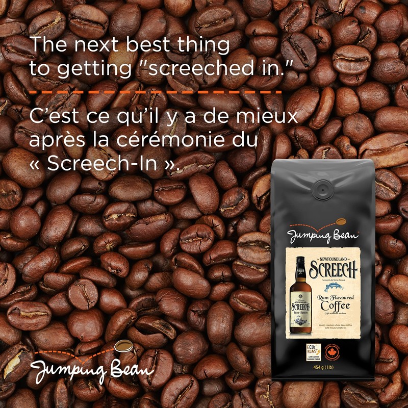 Jumping Bean Newfoudland Screech Rum Flavoured Whole Bean Coffee, Screech
