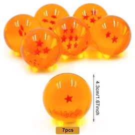 ZOOMPIL Orange Stars Crystal Ball Set, 7pcs Acrylic Crystal Balls, Stars Acrylic Transparent Play Balls, for Anime Cosplay Party and Wedding Home Decoration, 4.3cm