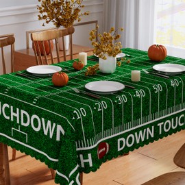 Football Tablecloth 60x104 Inch Rectangular, Football Decorations for Home Seasonal Fall Thanksgiving Table Decor Scalloped Edge Waterproof Fall Table Cover Home Party Decor