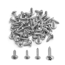 Wangjue 200PCS Self Tapping Screws, Stainless Steel, M2x8, M2x10, M2.6x8, M3x12, Phillips, Pan Head, Fully Threaded, 50PCS Each Size