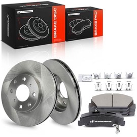 A-Premium Kit de rotores y pastillas de freno de disco delantero compatible con Honda Civic 1990-2000, CRX 1990-1991, Civic led Sol 1993-1997 juego de 6 piezas