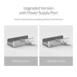 ORICO USB 3.0 Hub Clamp - Aluminum 4-Port USB Splitter With Extra Power Supply Port, 4.92 FT USB A to C Cable, Desktop Powered Hub for Monitors/Desks - Silver