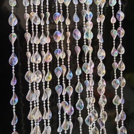 ave split Beaded Curtain Doorways Star Acrylic Hanging Door Beads String Curtains Tassel Room Divider Screen Decor for Doorway Window Living Room Wedding 054fy (Shiny Transparent)