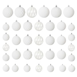 Senjie 36pcs Velvet Christmas Balls Flocked Christmas Tree Ball Ornaments Plastic Balls Xmas Hanging Ornaments Christmas Tree Decor White