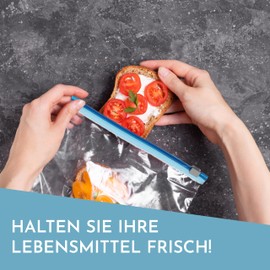 Vaily Zip Freezer Bags Set of 30 - 1 Litre Food Storage Bags for Resealing - Large Set for Food Storage and Freezing