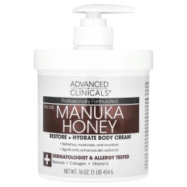 Crema corporal restauradora + hidratada para miel de Manuka, 16 oz (454 g)