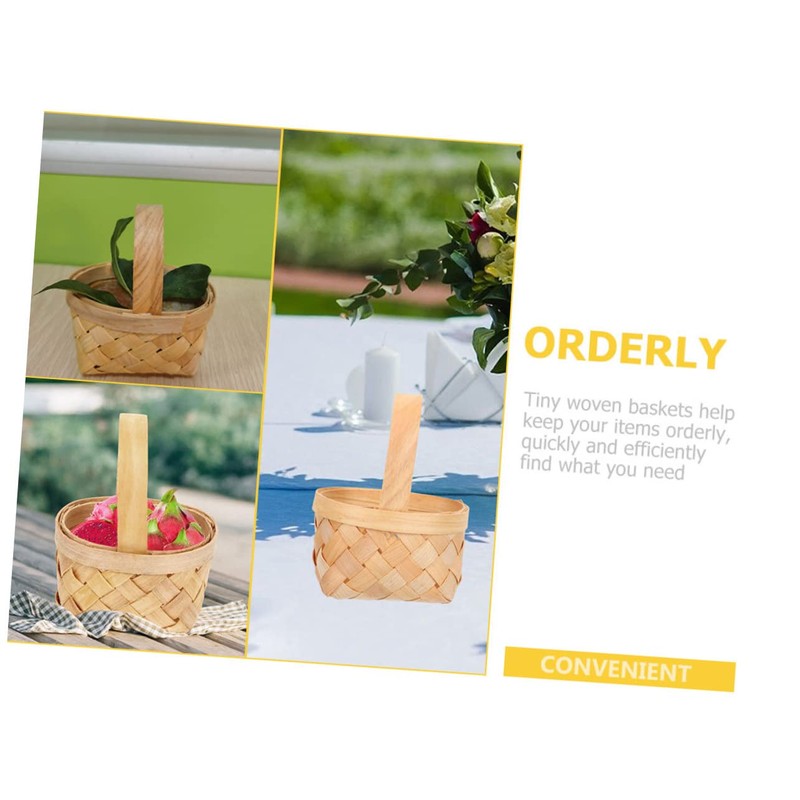 iplusmile 5Pcs Tiny Woven Baskets with Handle Versatile Party Treats