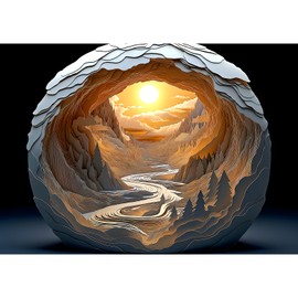 Blueforest 3D Visual Puzzle Dawn Inside a Cave Puzzles for Adults 1000 Pieces Unique Paper Art Autostereoscopic Puzzle Impossible Difficult Hard Challenging Jigsaw Puzzles for Adults