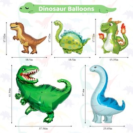 Amandir Dinosaur 3rd Birthday Party Decorations for Boys Girl, Foil Green Star Number 3 Dinosaur Balloons with Happy Birthday Banner Hanging Swirls for Three Rex Dino Baby Shower Kids Party Supplies