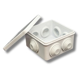 Lumonic Junction Box White 85 x 85 x 50 mm with 7 Openings I Junction Box Surface-Mounted - IP65 I Connection Box, Terminal Box, Junction Box for Indoor and Outdoor Use