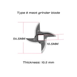 #8 Grinder Blade Stainless Steel Knife Cutter Replacement, Please check the size and shape(2 pc)