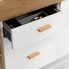 NAKUPENDA Pack of 4 Cabinet Handles, Wooden Handle, Drawer Handle, Wooden Furniture Handle, Wooden Door Handle, Cupboard Handle for Door, Cupboard, Drawer, 64 mm Hole Spacing (Beech)