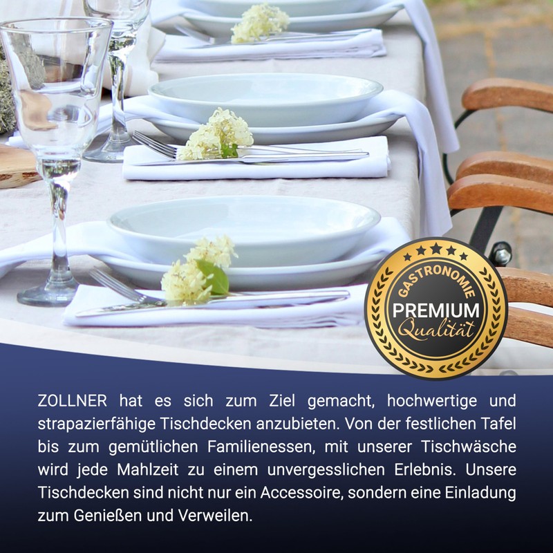 Zollner Tablecloth, Various Sizes, Cotton, Satin Edge, Square, White, 082,