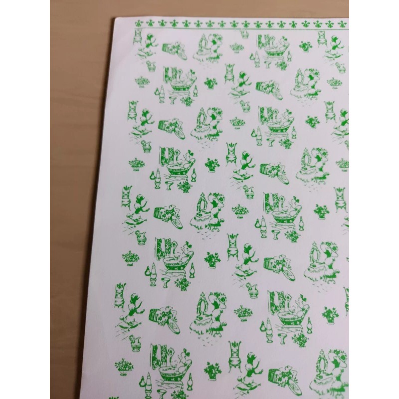 Hermes Dollhouse Wallpaper Pattern: Poodle Pampering , with border.