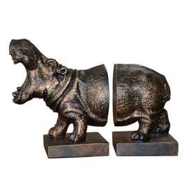 Set of 2 Polyresin Faux Hippo Bookend,Art bookend, Homedecor for Kids (Copper), FZ20995-C