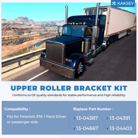 Upper Roller Bracket Kit with Rollers and Hardware, Fits for Peterbilt 379 Replaces 13-04387 13-04391 13-04667 13-04403, Driver or Passenger Side