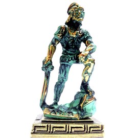 IconsGr Ancient Greek Zamac Keyring Miniature Statue of Ares (Green/gold Oxidication)
