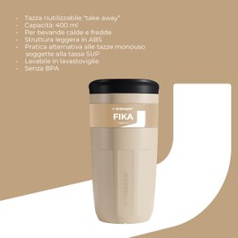 Wessper Tazze Riutilizzabile 400 ml, Bicchiere con Tappo per Bevande Calde e Fredde, da Asporto, si Inserisce nel Portabicchierip dell'auto, Sostituta dei Contenitori Monouso - 2 pezzi - Beige
