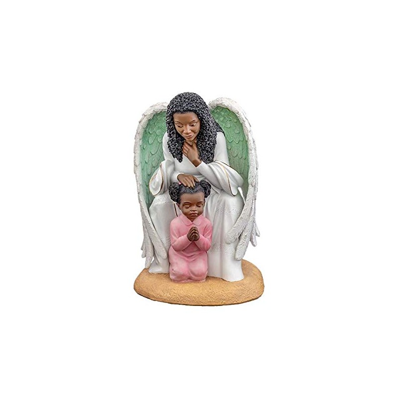 Ebony Treasures Prayer Guardian with Girl, 7.25" H