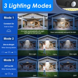 6 Pack 368 LED Solar Motion Sensor Lights Outdoor, Solar Fence Lights with 3 Lighting Modes, Solar Powered Security Lights Waterproof for Outside Yard Wall Garden Backyard Step Garage