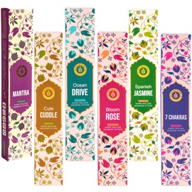 Premium Incense Sticks - Hand Rolled, Organic and Natural Scents - 6 Scents, 120 Sticks - Serenity Collection