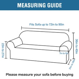 H.VERSAILTEX Stretch Velvet Sofa Covers for 3 Cushion Couch Covers Sofa Slipcovers Furniture Protector Soft with Non Slip Elastic Bottom, Crafted from Comfy Rich Velour (Sofa 72'-90', Stone Blue)
