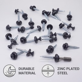 (Pack of 60 pcs) Metal Roofing Torx Screws, 4.8 x 35 mm Painted Self-Drilling Screws With EPDM Washers, Sheet Metal Screw (60, Graphite Grey RAL 7024)