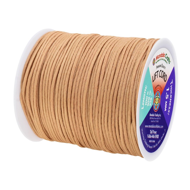 Mandala Crafts 1.5mm Tan Blind Strings Lift Shade Cord -