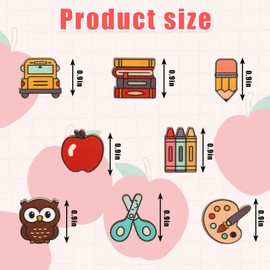 Whaline 8 Pairs Teacher Earring Studs School Bus Pencil Apple Owl Wood Earrings Cute Back to School Wooden Earrings for Women Girls First Day of School Party Jewelry Gift Accessories