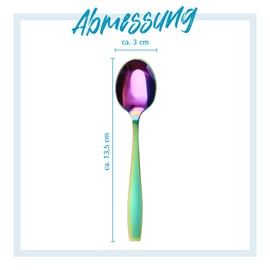 GRÄWE Königstein Series Coffee Spoons Stainless Steel Pack of 6 Hand Polished Dishwasher Safe Colourful