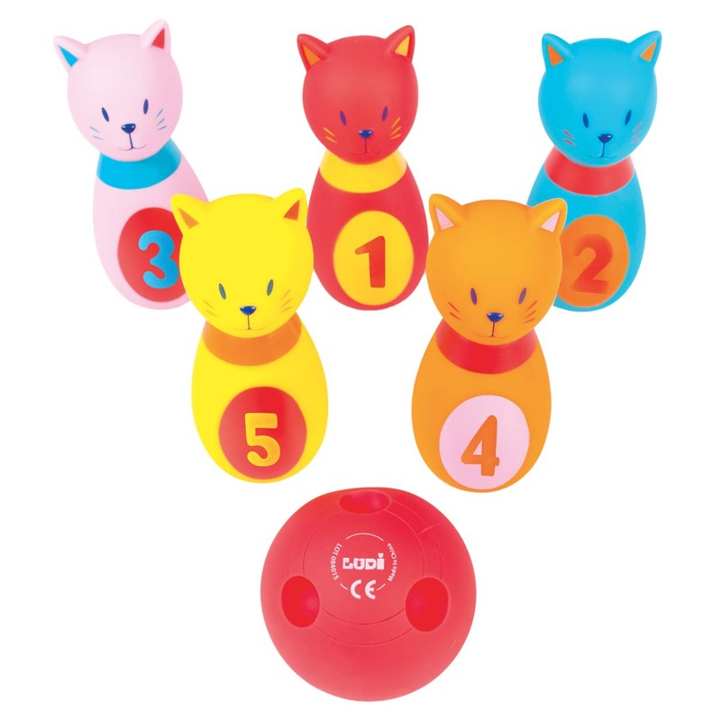 Katzenförmiges Bowlingspiel von Ludi | Kunststoff - ab 10 Monaten