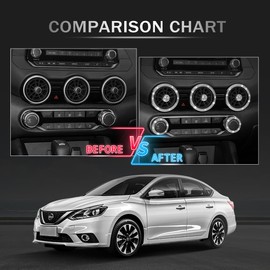 vehicleloong for Nissan Sentra S SR SV Accessories Accessory Bling Cute 2025 2024 2023 2022 2021 2020, AC Volume Knobs Covers, Front Air Vent Outlet Rocker Caps, Chrome, Silver, 8pcs