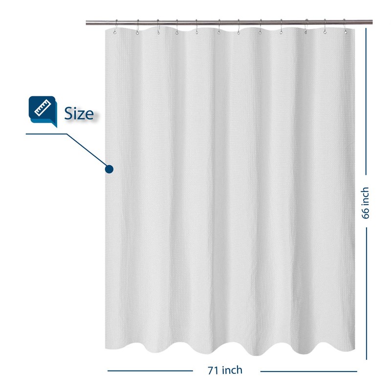 Short Shower Curtain with 66 inch Length Fabric, Waffle Weave,
