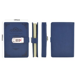 Ai-life Retro Vintage PU Leather Combination Lock Diary, Writing Notebook Planner Organiser, Password Diary, Secret Diary Notebook with Combination Lock, Pen Holder 200 x 130 mm