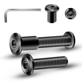 1/4-20 x 1 Inch 20Pcs Flat Head Hex Socket Cap Screws Bolts Barrel Nuts Kit, 304 Stainless Steel 18-8, Full Thread, Black Oxide by SG TZH (with Hex Spanner)