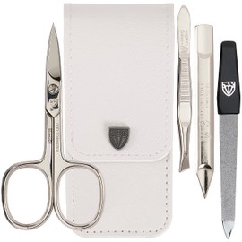 3 Swords Germany - brand quality 3 piece manicure pedicure grooming kit set for professional finger & toe nail care scissors tool genuine leather case in gift box, Made in Solingen Germany (02655)