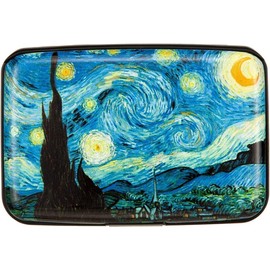 Credit Card Holder Small Blocking Wallet Business Metal Slim Mini Aluminum Hard Case for Women Men - Color: Vincent van Gogh The Starry Night