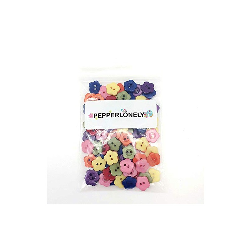 Pepperlonely 98PC Botones de resina de flores con 2 agujeros,