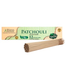 Bless-International-Patchouli 100%-Natural-Handmade-Incense-Sticks Organic-Chemicals-Free-for-Relaxation-Positivity-Yoga-Meditation 12-Inches-1-Hour-Plus-Burning-Time-150-Sticks-14-OZ