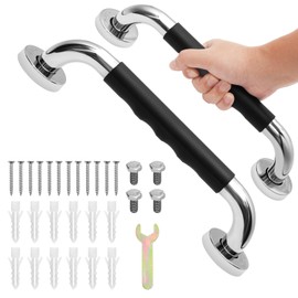 Grab Handles for Seniors, Pack of 2 Non-Slip Stainless Steel Handles, 30 cm Shower Handle, Shower Handles for Wall Mounting, Toilet, Bathroom