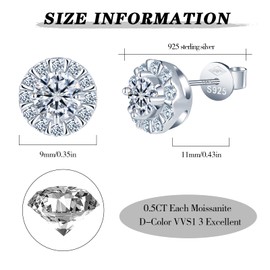 Yumilok Flower Earrings for Women 925 Sterling Silver Stud Earrings for Women Sleeper Huggie with Box 1ct Round Cut D Color VVS1 Moissanite